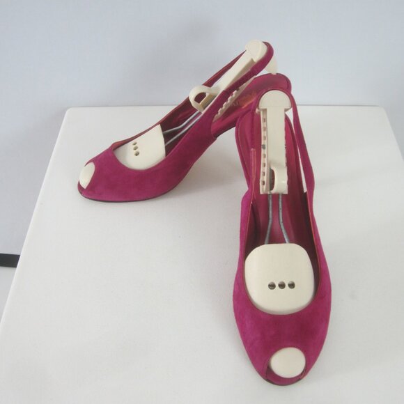 LK Bennett Womens 8 Purple Suede Slingback Pumps Peep Toe Heels Made Spain EU 39 - Picture 9 of 11